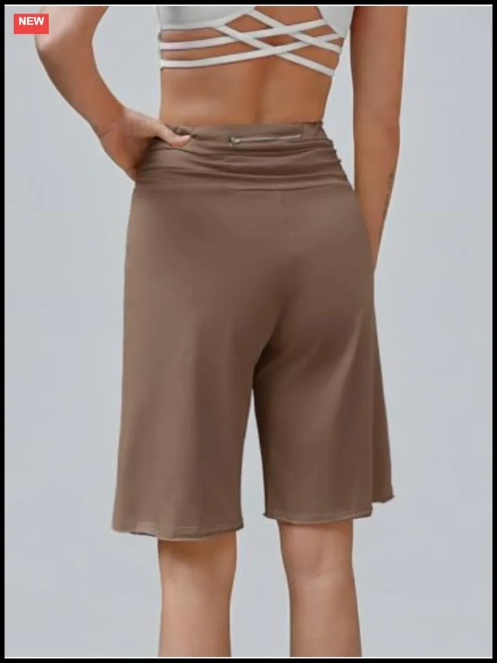High Waisted Wide Leg Bermuda Shorts with Pockets 11